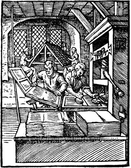 Movable type press, circa 1568.