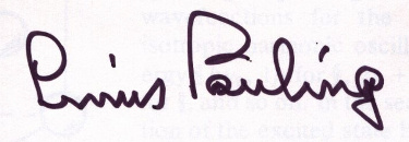 Linus Pauling autograph