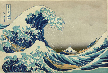 The Great Wave off Kanagawa, Japanese color woodblock print.