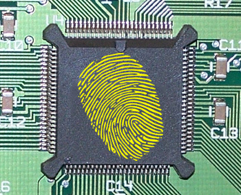 Fingerprinted IC package.