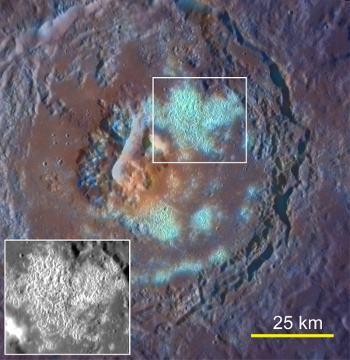 Hollows in Tyagaraja crater on Mercury