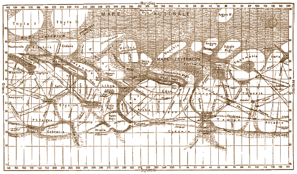 Giovanni Schiaparelli's map of Mars, 1886