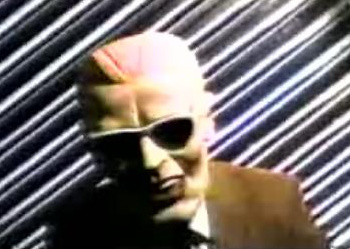 Man wearing Max Headroom mask in the Chicago signal intrusion incident of November 22, 1987.