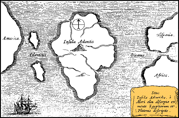 Athanasius Kircher's Map of Atlantis (c.1669) modified