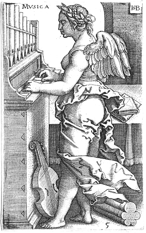 Hans Beham (1500-1550): Musica (B.125, P.127), from The Seven Liberal Arts