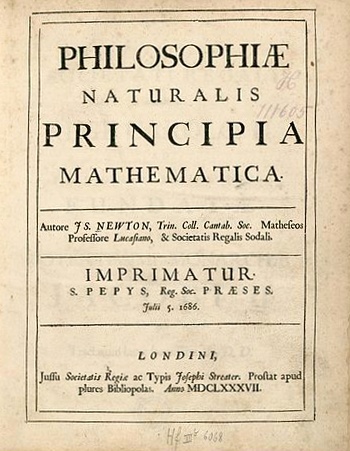 Title page from the 1687 first edition of Newton's Principia