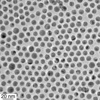 Electron micrograph of hybrid gold/copper nanoparticles