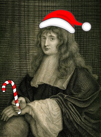 Isaac Newton in a Santa hat