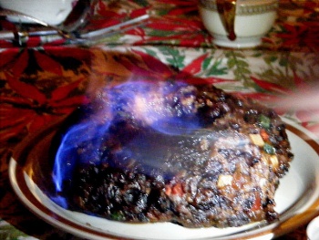 Figgy pudding with flaming brandy (Ted Kerwin)
