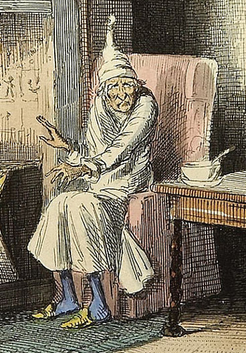 Ebenezer Scrooge, as drawn by John Leech, 1843