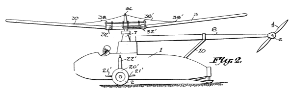 A portion of fig. 2 of US Patent No. 1,994,488, 'Direct Lift Aircraft,' by I. I. Sikorsky, March 19, 1935
