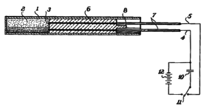 Fig. 1 of US Patent No. 3,040,660, 'Electric Initiator With Exploding Bridge Wire,' by Lawrence H. Johnston, June 26, 1962.