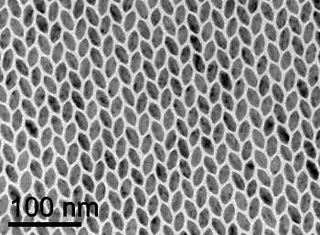 Nanoscale herringbone pattern of hexagonal crystallites.