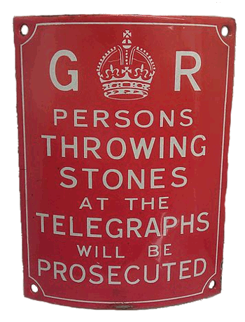 Warning sign from telegraph pole.