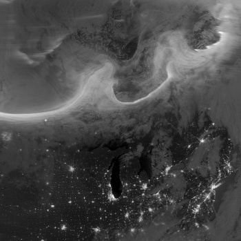 Satellite image of Canadian aurora of October 8, 2012