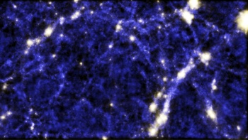 Filaments in a cosmic void