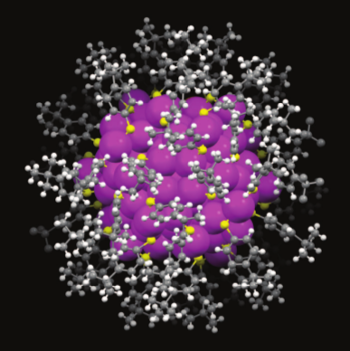 Thiolate ligand surrounded cluster of 133 gold atoms