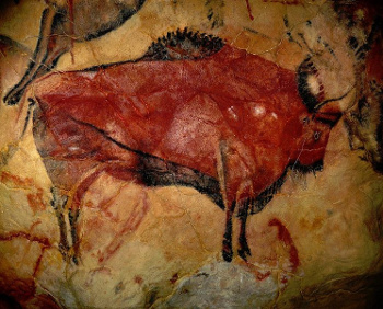 Cave painting of a bison in the caves of Altamira, Spain
