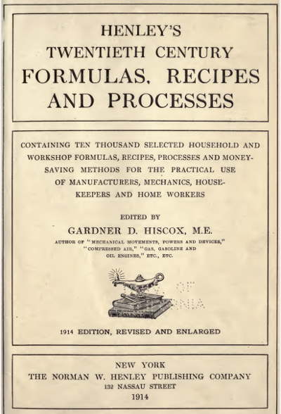 Title page of 'Henley's twentieth century formulas.