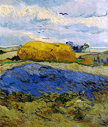 Vincent van Gogh (1853 - 1890), Korenschelf onder wolkenlucht (Wheat stack under a cloudy sky)