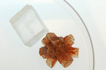 A calcite and aragonite crystal (MIT image)