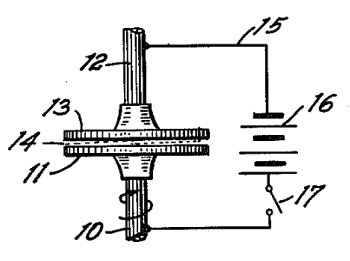 Figure 1 of US Patent No. 2,417,850, 'Method and Means for Translating Electrical Impulses into Mechanical Force,' Willis M. Wlnslow, March 25, 1947