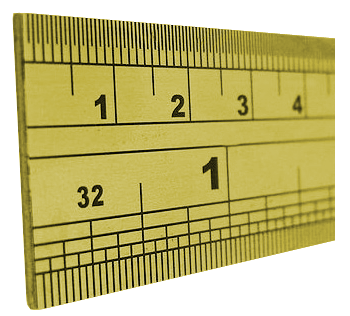 Ruler with centimeter and inch scales