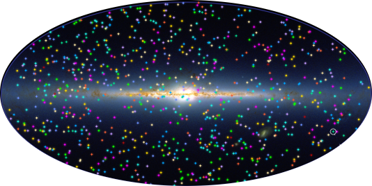 Map of the first thousand Swift satellite gamma ray bursts