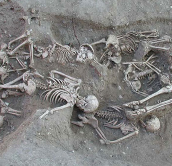 Mass grave of bubonic plague victims in Martigues, France, dated 1720-1721.