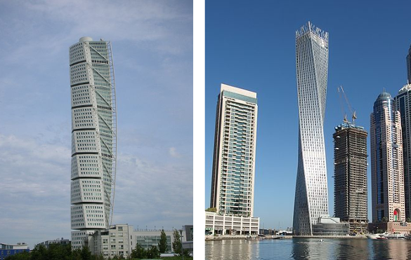 Helical_architecture, the Turning Torso and Cayan Tower