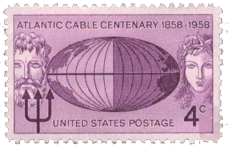 1958 Atlantic Cable US postage stamp by George Giusti