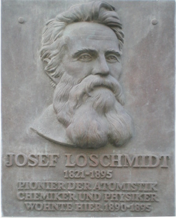 Commemorative plaque at the house of Johann Josef Loschmidt (1821-1895)