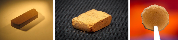 Photographs of bricks made from simulated Martian soil