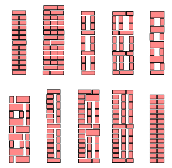Cross-sections of various types of bricks walls