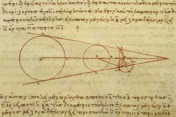 Aristarchus of Samos calculation of the Earth-Sun distance (astronomical unit)