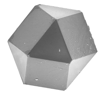 SEM micrograph of a synthetic diamond cuboctahedron