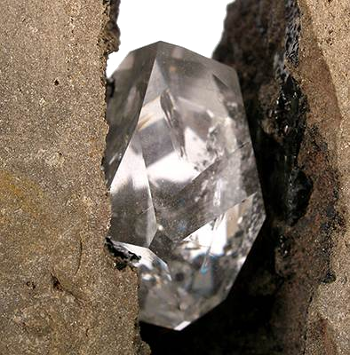 Quartz crystal in dolomite, a Herkimer diamond.