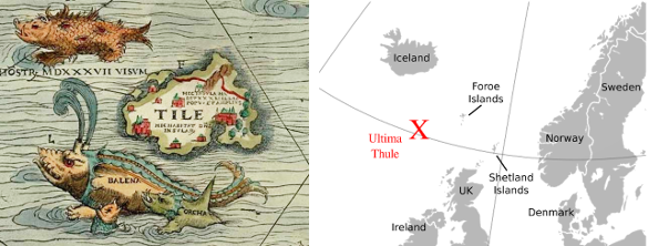 Ultima Thule depicted in the 1539 Carta Marina of Olaus Magnus