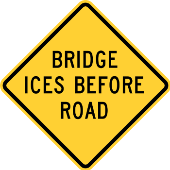 Bridge icing road sign