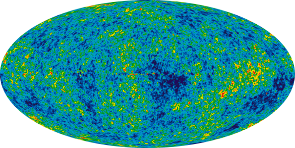 Map of the cosmic microwave background radiation by the Wilkinson Microwave Anisotropy Probe.