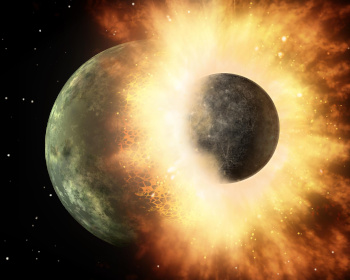 An artist's conception of an impact of planets