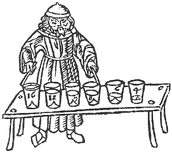 A 1492 illustration by Franchino Gafori depicting a glass harp