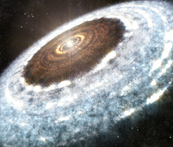 An artist's impression of the water-snow line around the young star V883 Orionis