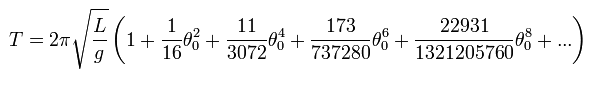 Period of a pendulum expressed as an infinite series in amplitude